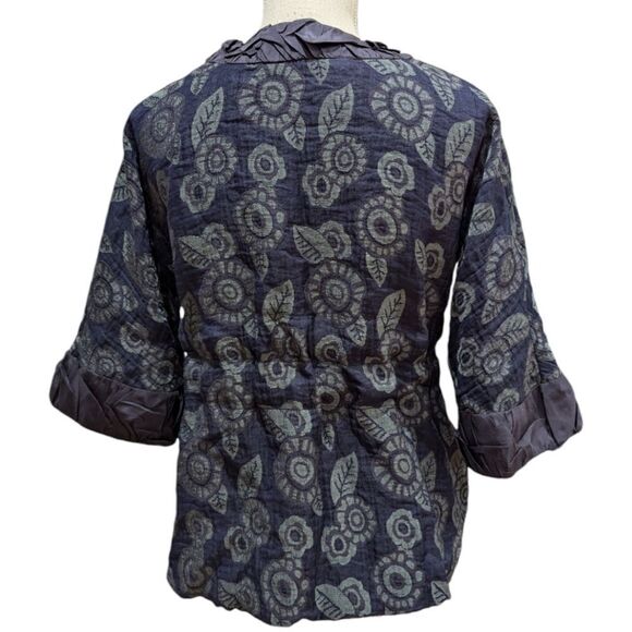 MARC BY MARC JACOBS Floral Print Kimono Jacket Blue 3/4 Sleeve Tie Sash Size 4 - Picture 2 of 12